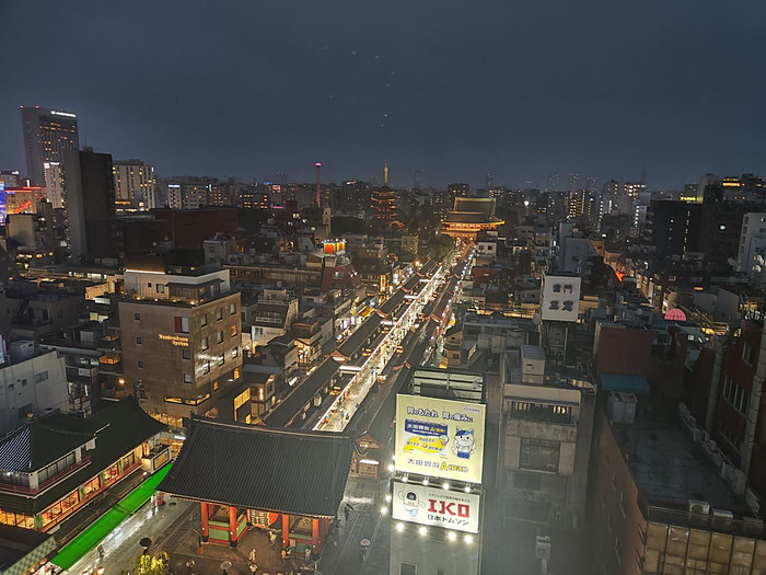 Aerial view of Asakusa at night