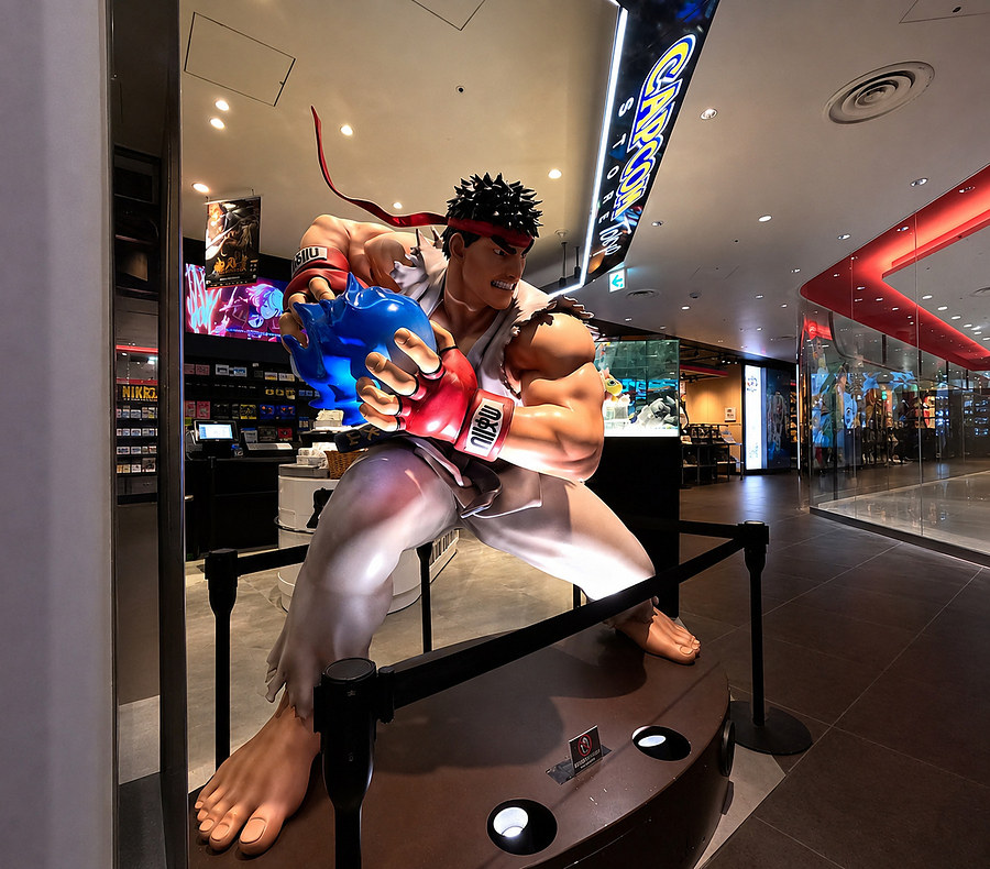 Life-size Ryu statue from Street Fighter at the Capcom Store in Shibuya